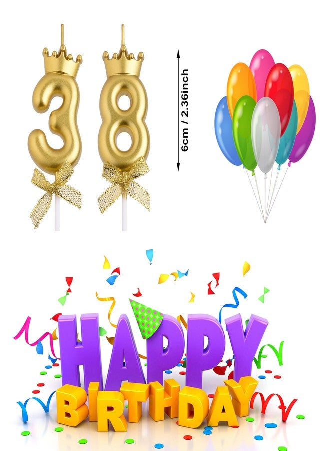 VSHILI 38th 83rd Birthday Candles, Gold 83 38 Year Old Number Birthday Candles, Happy Birthday Party Cake Topper Decoration Gifts for Women Men - Image 2